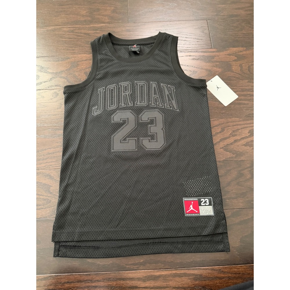 Jordan Boys Black Mesh Basketball Jersey 23 Flight Youth Medium 10-12 A773-K0U